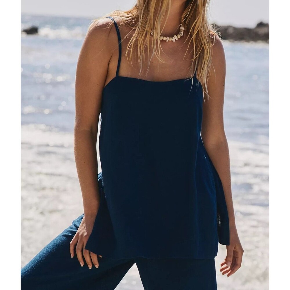Free People Free-Est Sightseer Linen Tank Tunic Top Sleeveless Breezy XS 291110